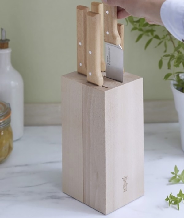 Opinel Knife Block Set with Bread Knife, Stainless Steel