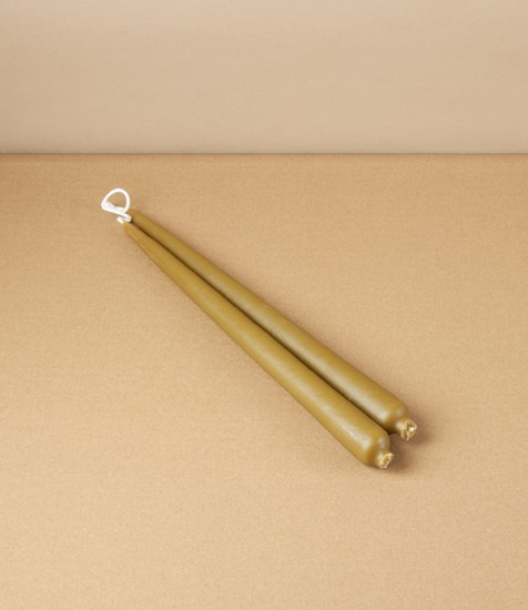 Organic Beeswax Hand-Dipped Candles, 10” Pair, Green Tea
