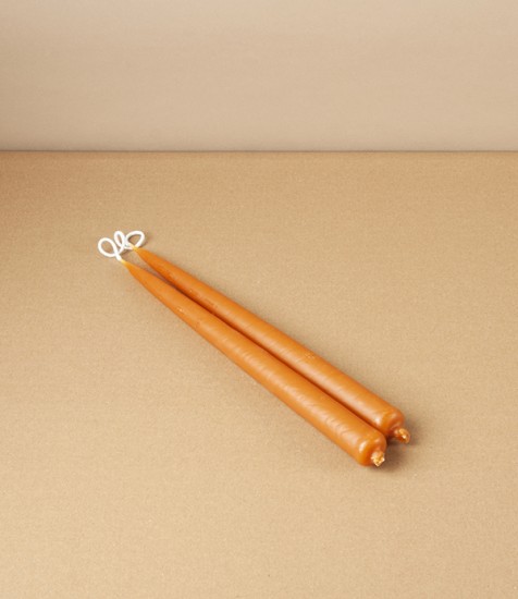 Organic Beeswax Hand-Dipped Candles, 10” Pair, Paprika