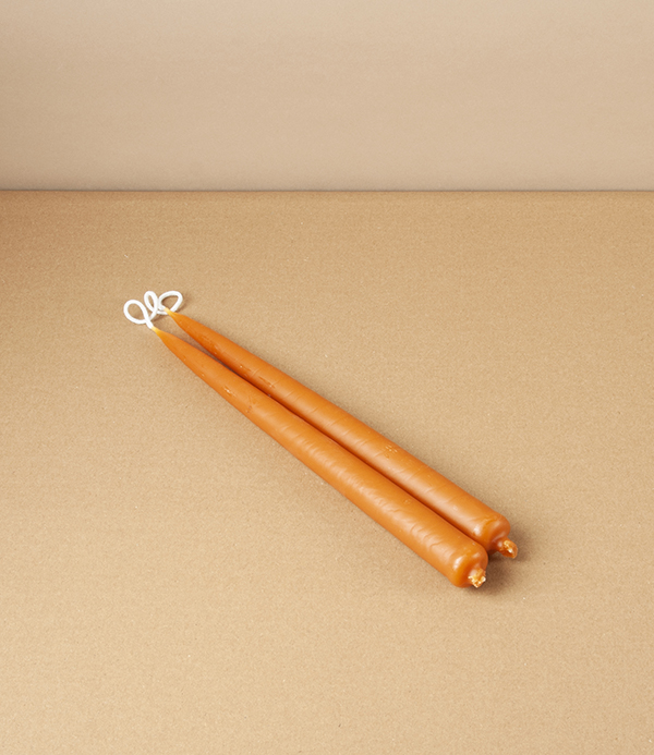 Organic Beeswax Hand-Dipped Candles, 10” Pair, Paprika