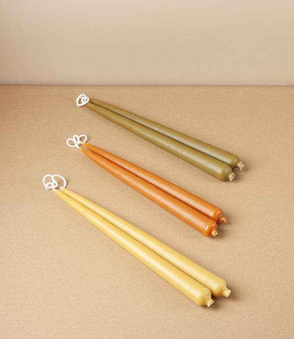Organic Beeswax Hand-Dipped Candles, 10” Pair, Green Tea