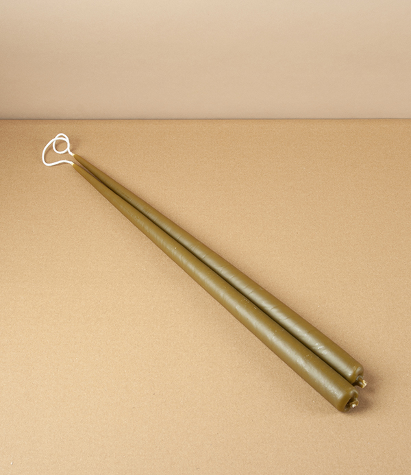 Organic Beeswax Hand-Dipped Candles, 16” Pair, Green Tea