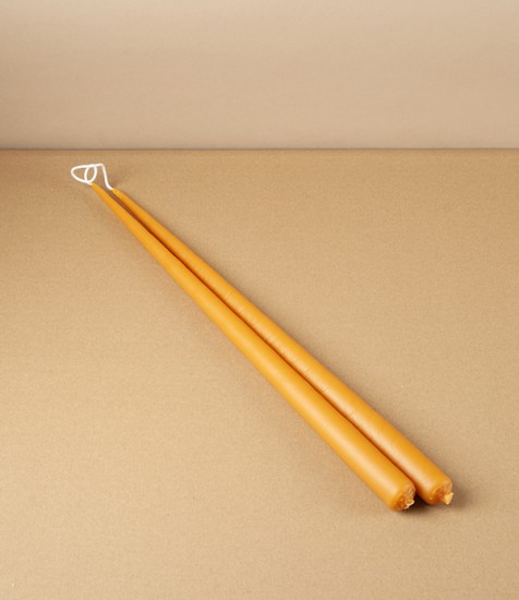 Organic Beeswax Hand-Dipped Candles, 16” Pair, Paprika