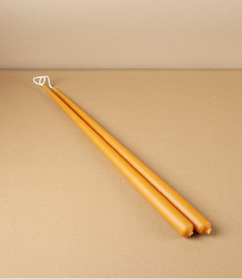 Organic Beeswax Hand-Dipped Candles, 16” Pair, Paprika