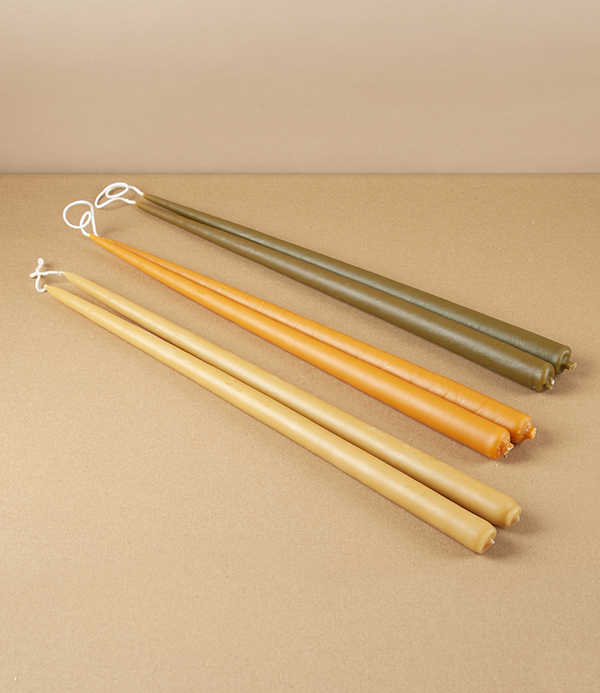 Organic Beeswax Hand-Dipped Candles, 16” Pair, Paprika