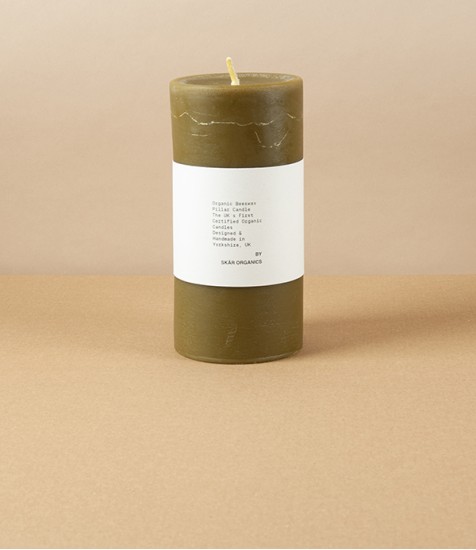 Organic Beeswax Pillar Candle, Green Tea