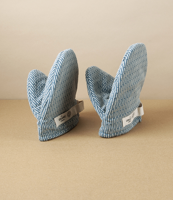 Organic Cotton Mini Oven Mitts, Blue