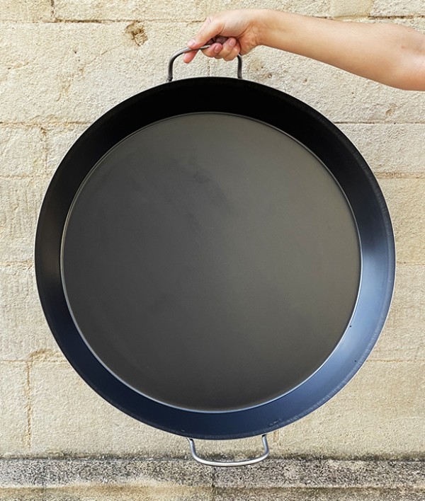 Blue steel paella pan 'la Lyonnaise', 60cm 