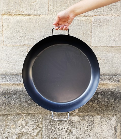 Blue steel paella pan 'la Lyonnaise', 42cm