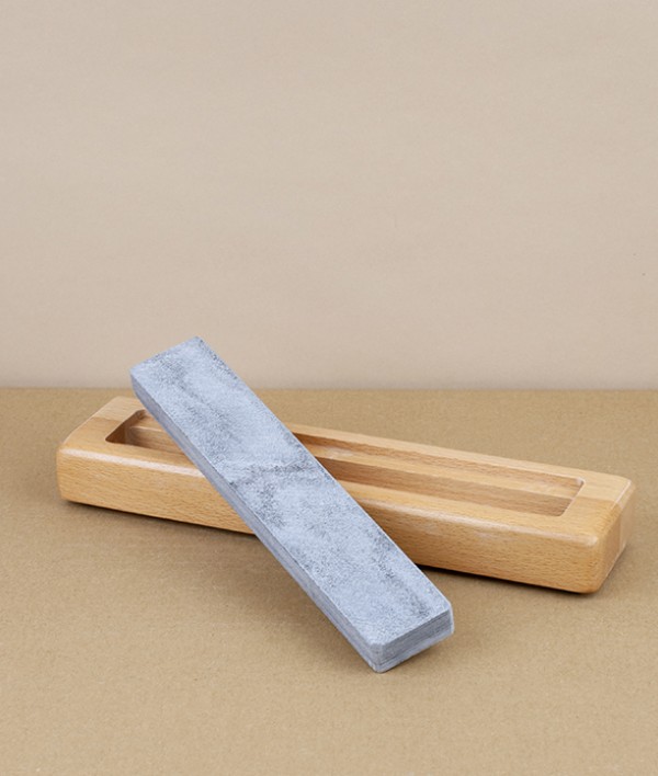 Spanish Natural Sharpening Stone for Knives, Wooden Case