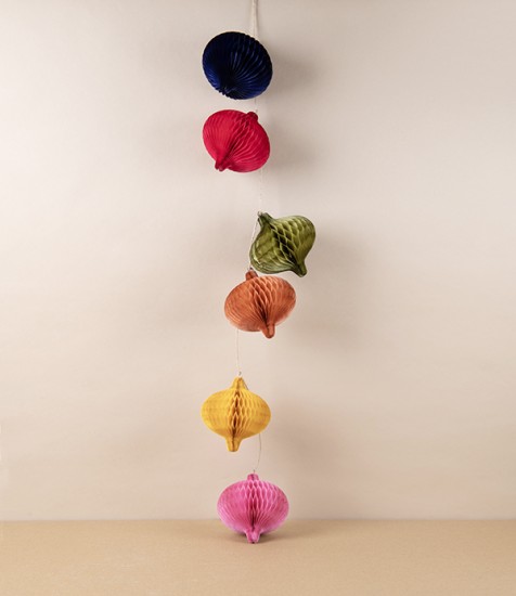 Paper Bauble Decorations, Onion-Shaped Set of 6
