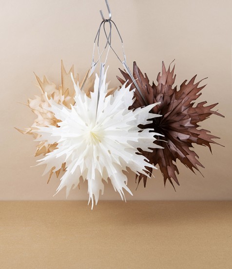 Paper Fan Decorations, Mini Snowflake Trio, Natural