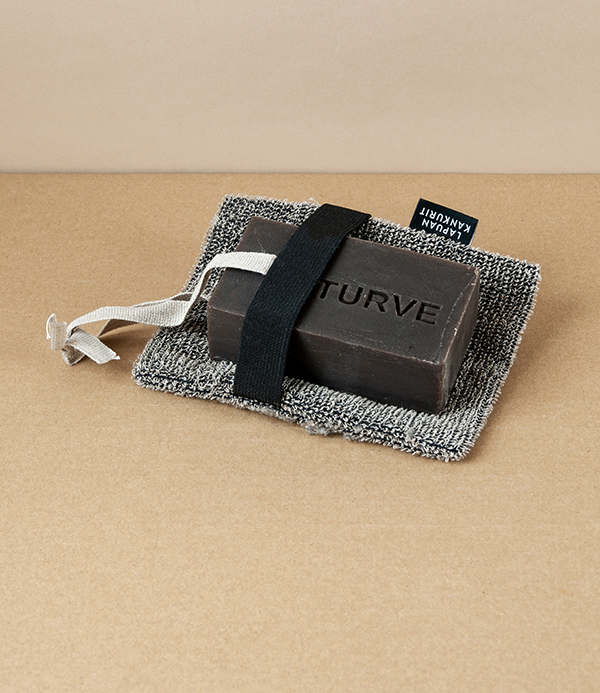 Finnish 'Turve' Peat Skin Care Soap with Linen Ribbon