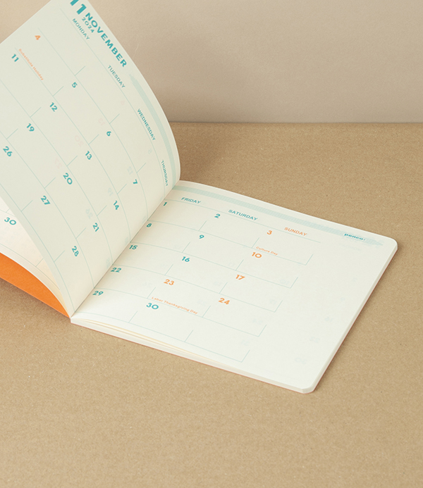 Penco Japanese Paper Monthly Planner 2025, Red
