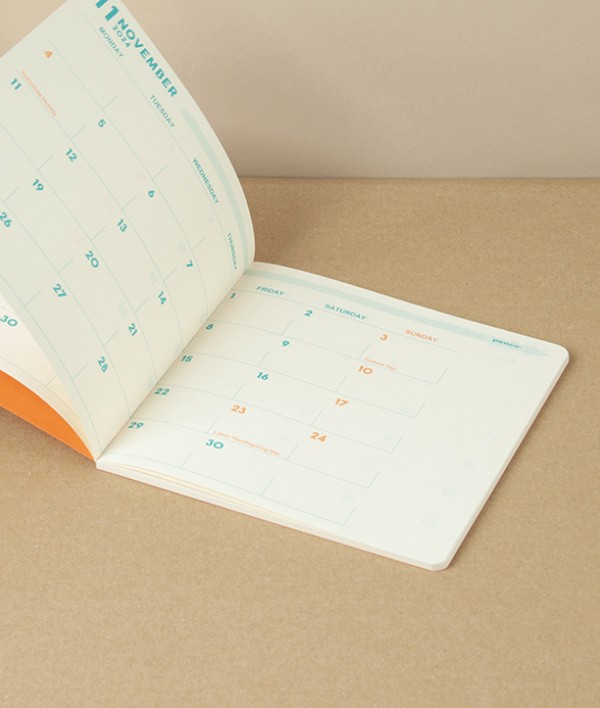 Penco Japanese Paper Monthly Planner 2025, Red