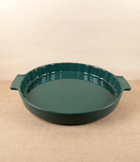 Peugeot Fluted Ceramic Tart Dish, Forest Green