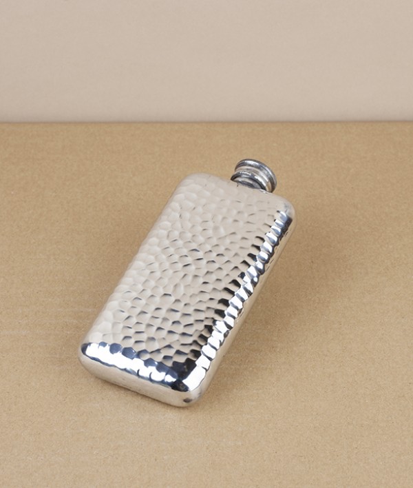 A R Wentworth Hammered Pewter Hip Flask, 3oz