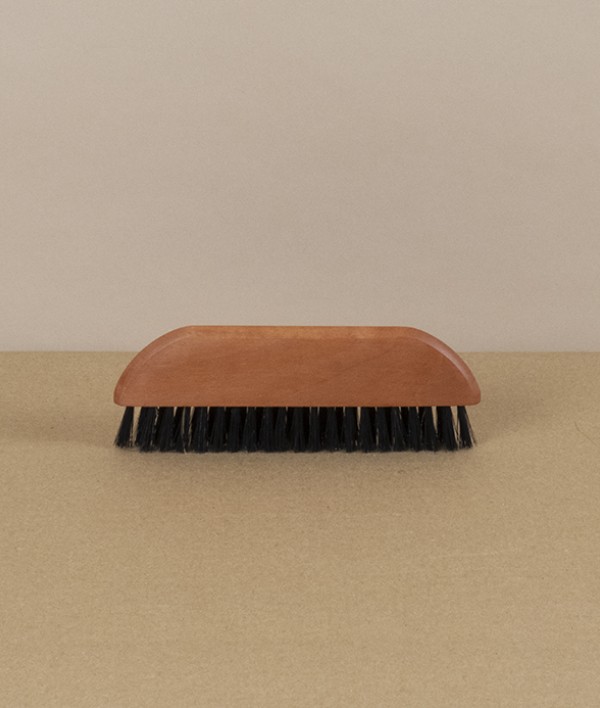 Pocket clothes brush, pear wood & bristle