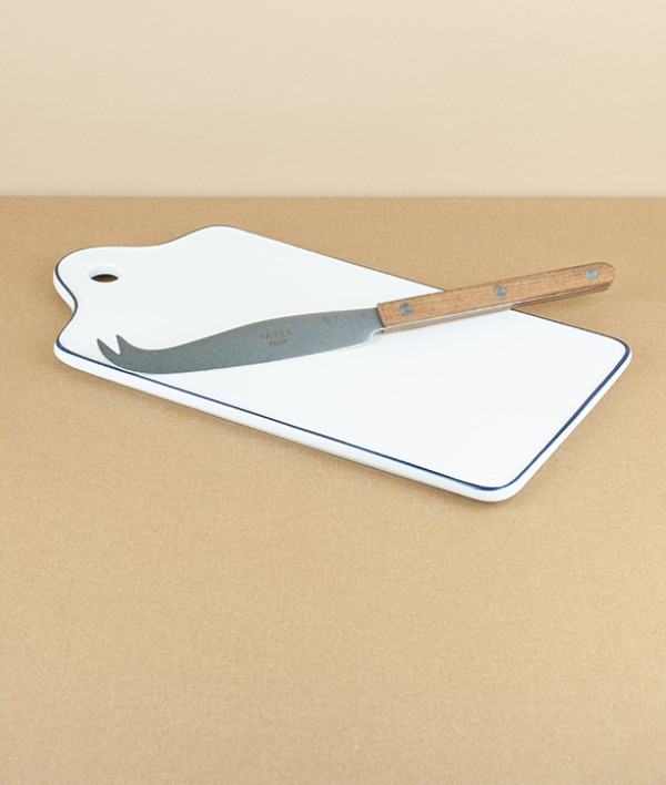 Porcelain Breakfast Board, Blue Rim