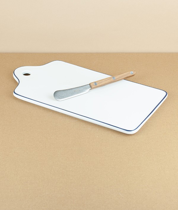 Porcelain Breakfast Board, Blue Rim