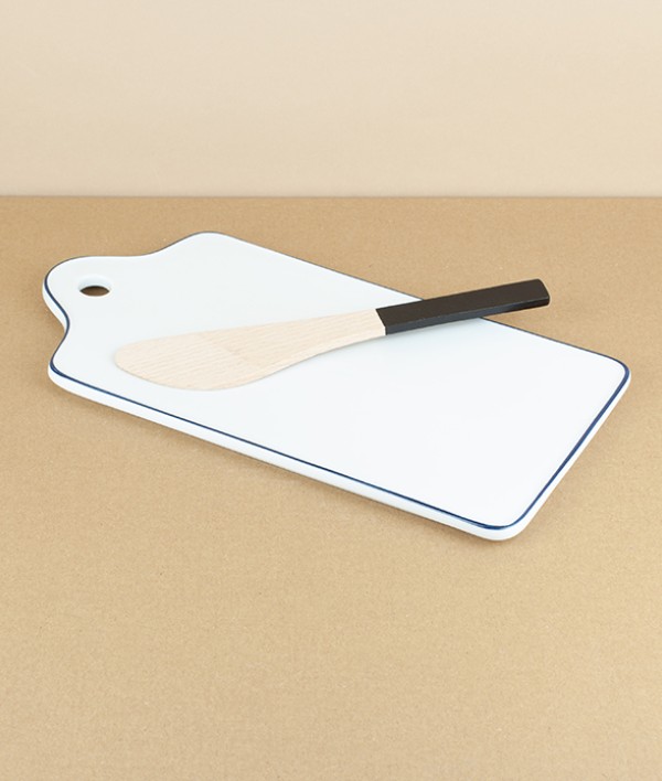 Porcelain Breakfast Board, Blue Rim