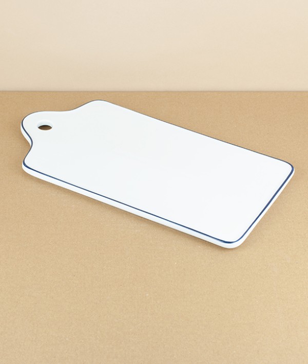 Porcelain Breakfast Board, Blue Rim