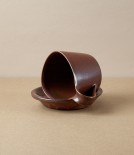 Japanese Porcelain Cup and Saucer, Brown