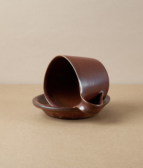 Japanese Porcelain Cup and Saucer, Brown