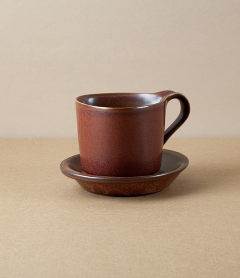 Japanese Porcelain Cup and Saucer, Brown
