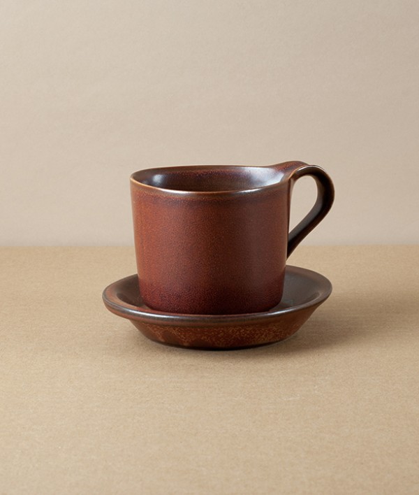 Japanese Porcelain Cup and Saucer, Brown