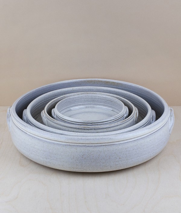 Portuguese terracotta round baker, mini, white