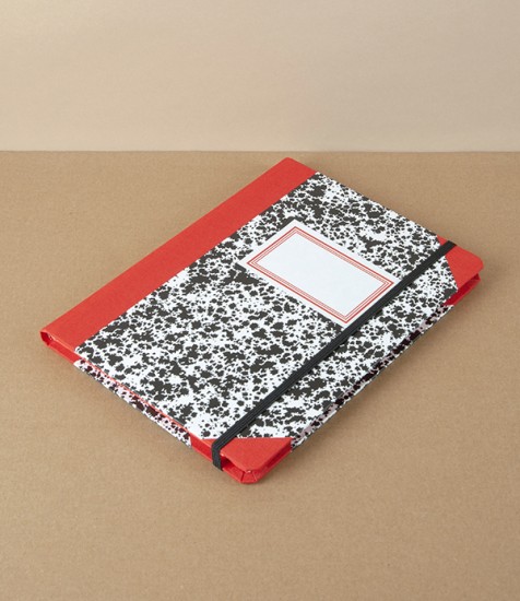 Portuguese Half-Bound Notebook, A5, Ruled, Red