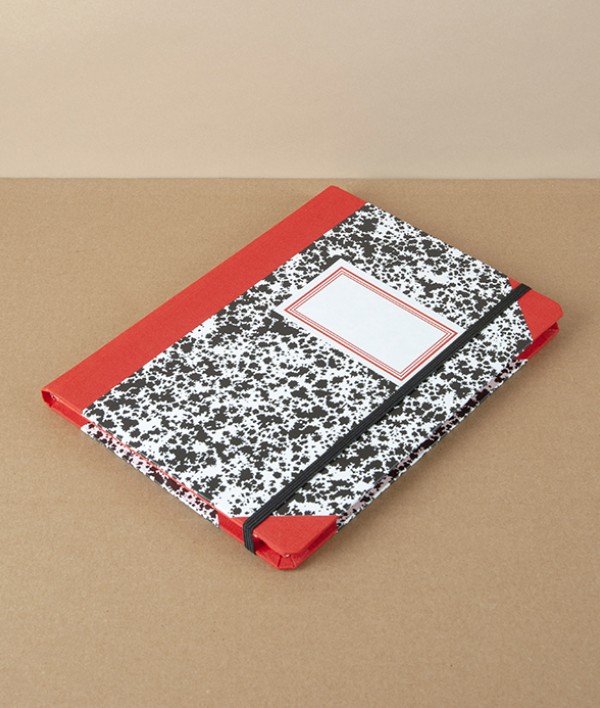 Portuguese Half-Bound Notebook, A5, Ruled, Red