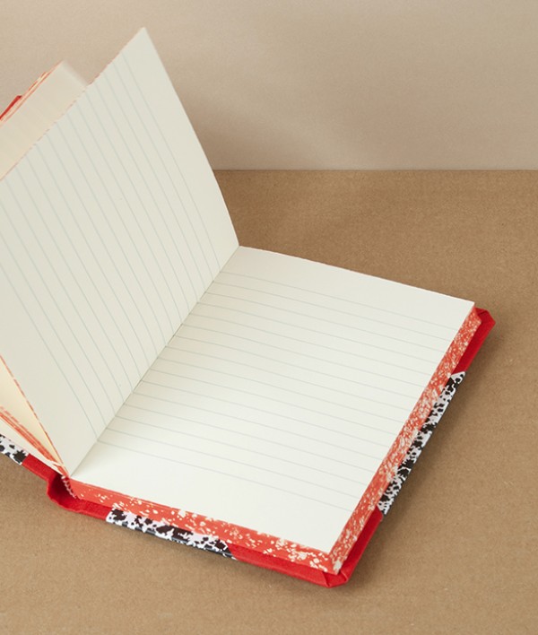 Portuguese Half-Bound Notebook, A6, Ruled, Red