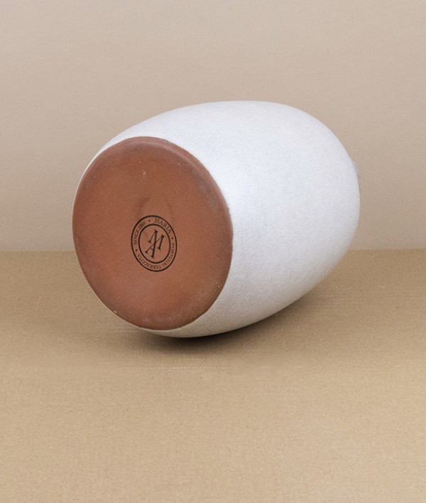 Portuguese terracotta bottle vase, white