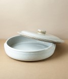 Portuguese Terracotta Low Casserole, White