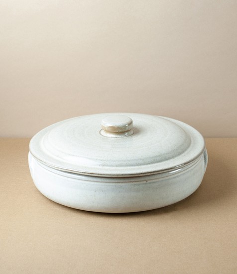 Portuguese Terracotta Low Casserole, White