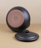 Portuguese terracotta small soup pot with lid, black