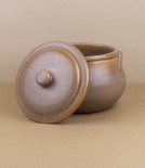 Portuguese terracotta small soup pot, honey