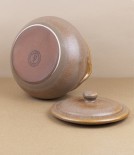 Portuguese terracotta small soup pot, honey