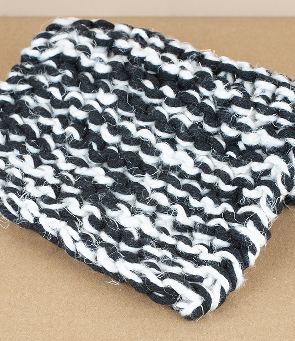 Hand knitted kettle holder, Black & White