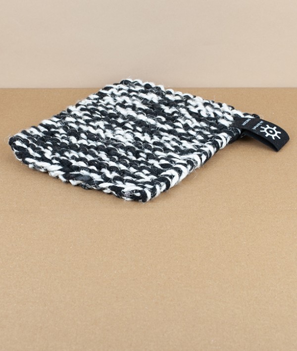 Hand knitted kettle holder, Black & White