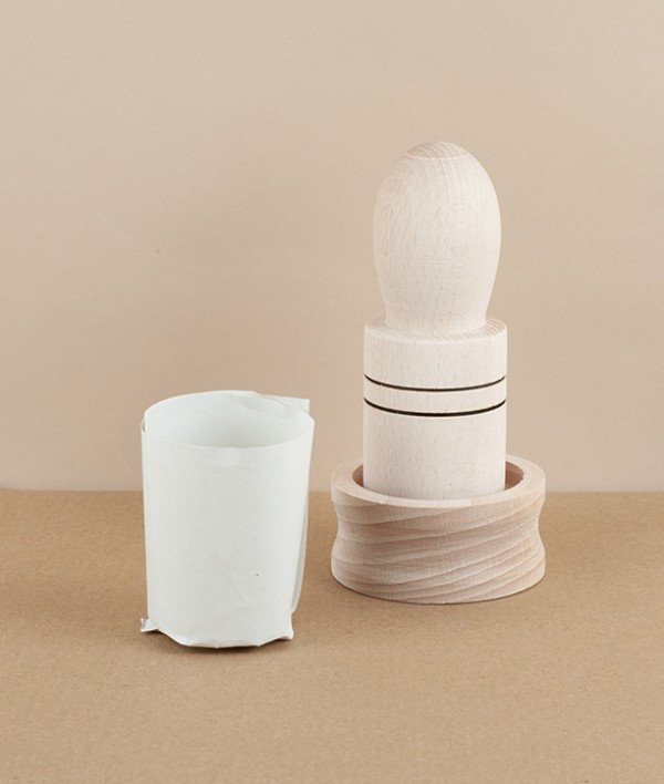 Paper pot press, beech wood