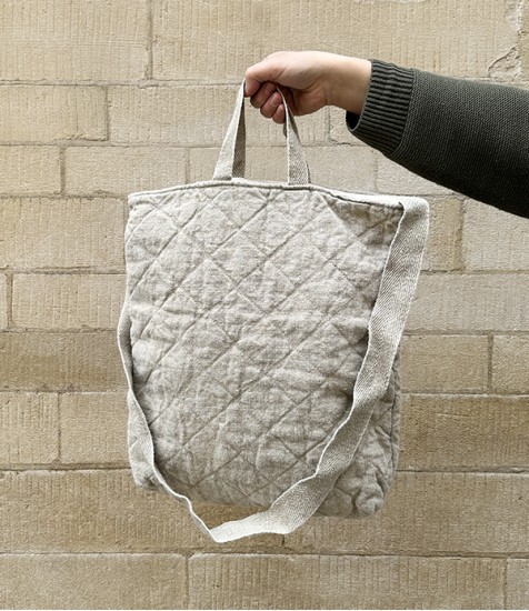 French Linen Quilted Tote, Natural