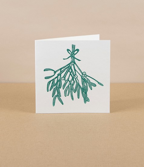 Linocut Greetings Cards, Set of 4, ‘Mistletoe’