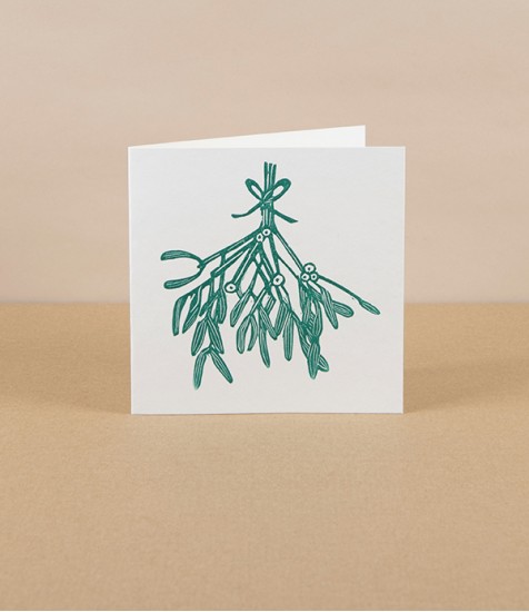 Linocut Greetings Cards, Set of 4, ‘Mistletoe’