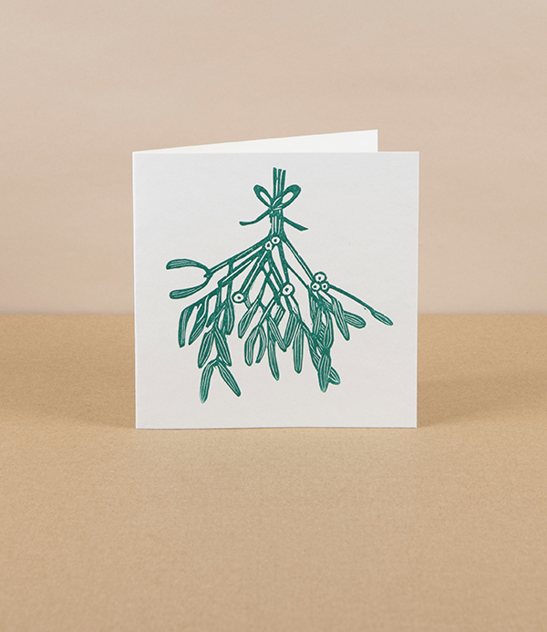 Linocut Greetings Cards, Set of 4, ‘Mistletoe’