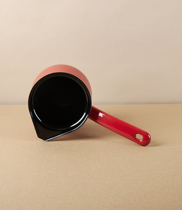 Austrian Enamel Coffee Boiler, Red & Black 