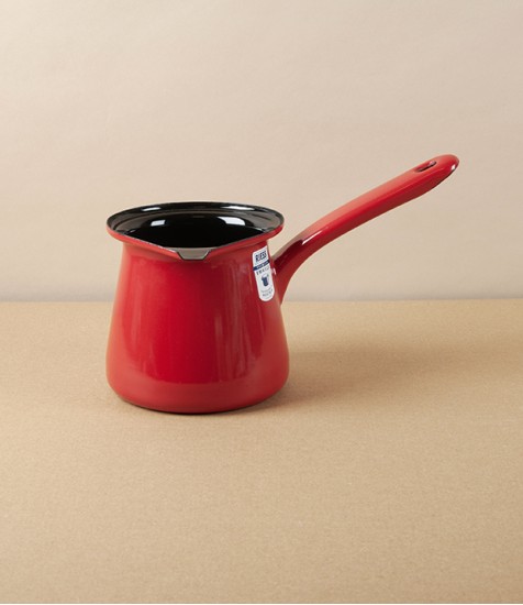 Austrian Enamel Coffee Boiler, Red & Black 