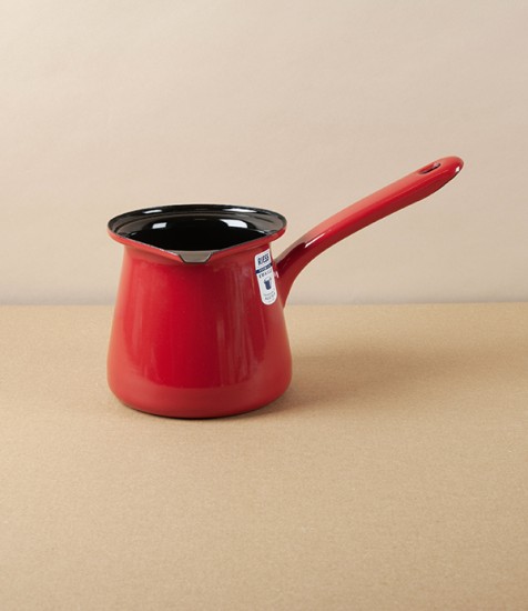 Austrian Enamel Coffee Boiler, Red & Black 